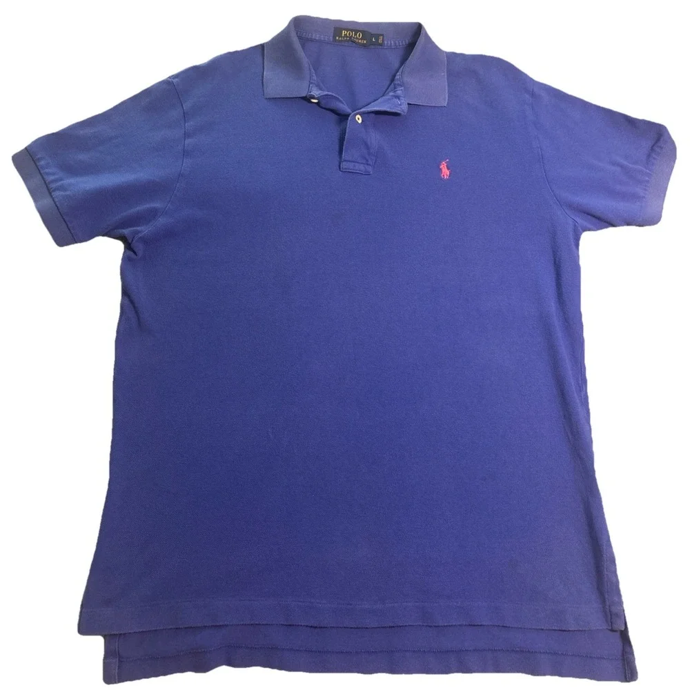 Polo Ralph Lauren Polo Shirt Mens Blue Excellent Short Sleeve Pony Logo Large